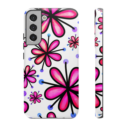 Pink Retro Bloom Samsung Galaxy Case – Ultra-Slim Design, Glossy Finish