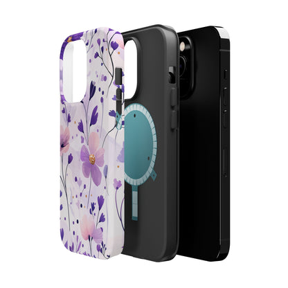 Purple Floral Bliss MagSafe iPhone Case – Delicate Blossom Design