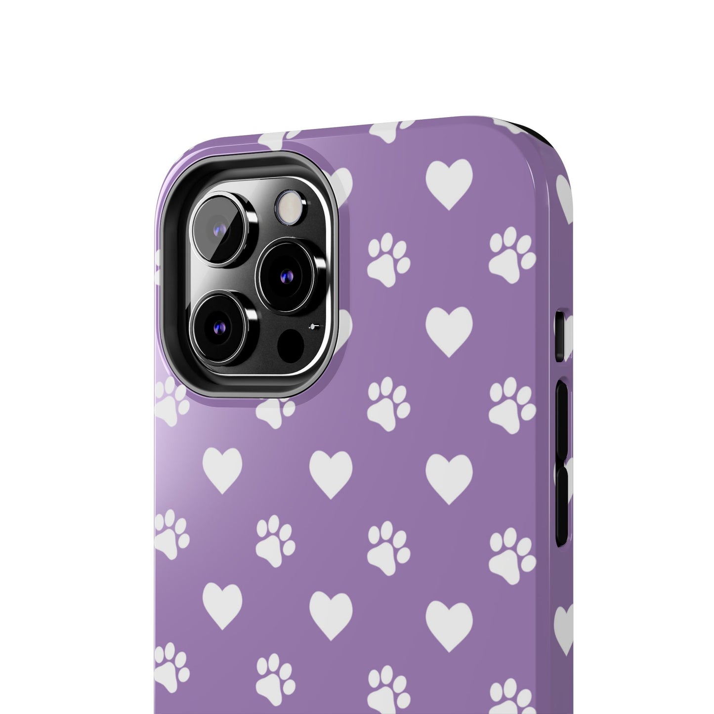 Lavender Paw Prints & Hearts Design - Adorable Pet Lover iPhone Case