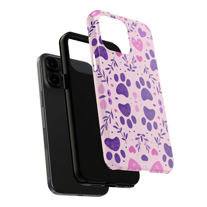 Pastel Paw Print iPhone Case - Cute Pet-Themed Floral Protective Cover