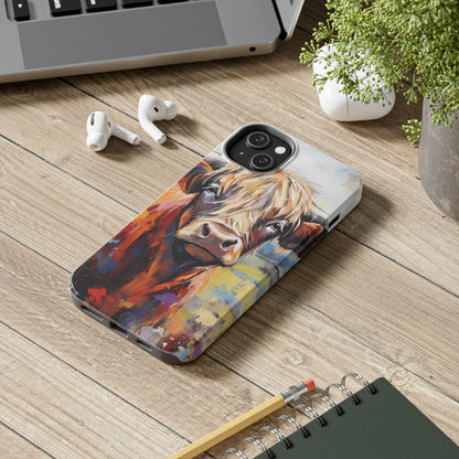 Cute Western Phone Case | Highland Cow | Robust Rocky Mountain-Inspired | Expressionism | Fresco