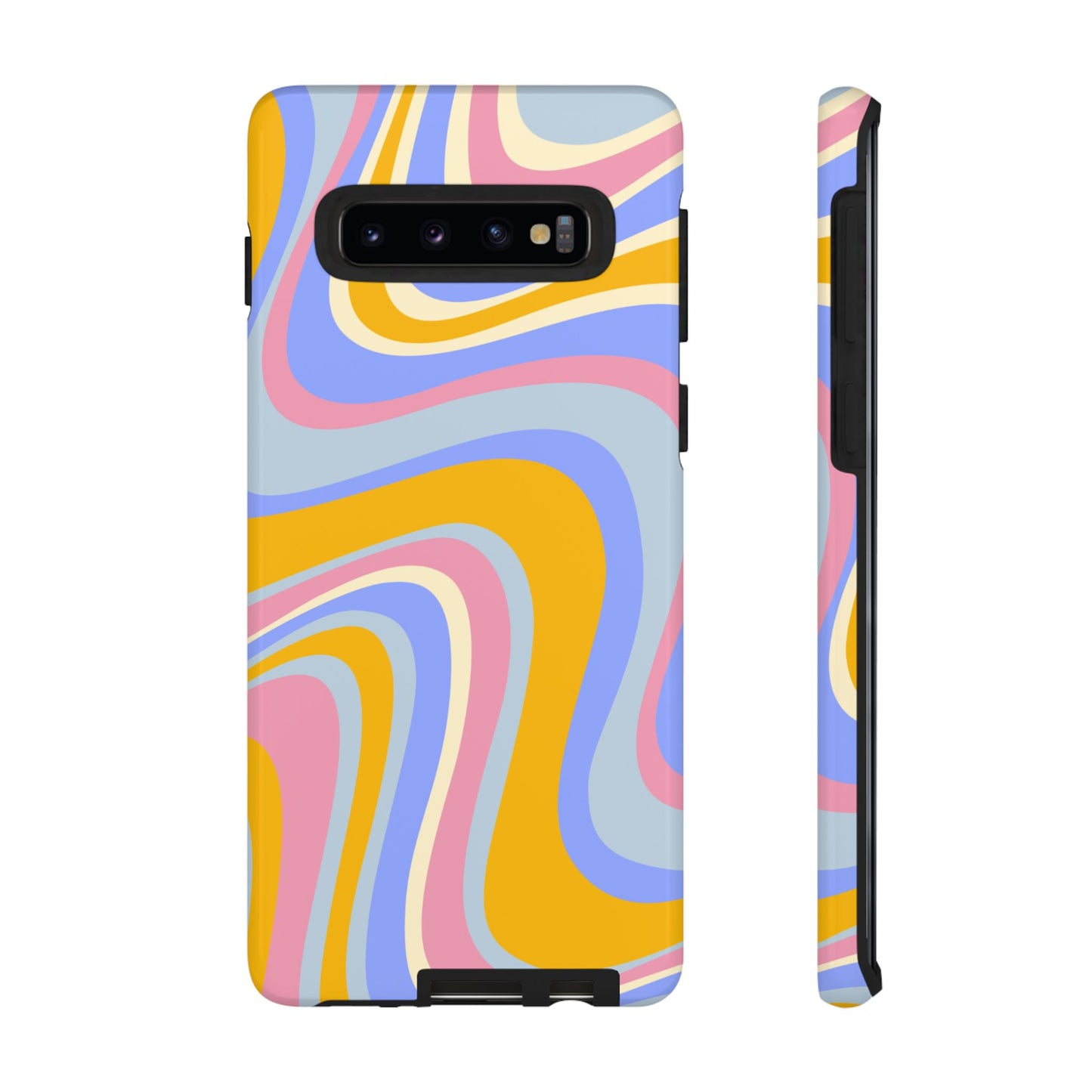 Groovy Pastel Waves Samsung Galaxy Case – 70s-Inspired Design with Dual-Layer Protection