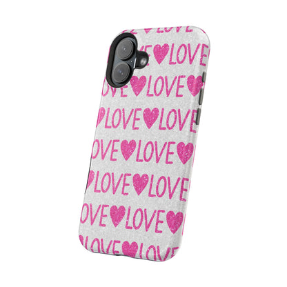 Pink Glitter Love Pattern – MagSafe iPhone Case