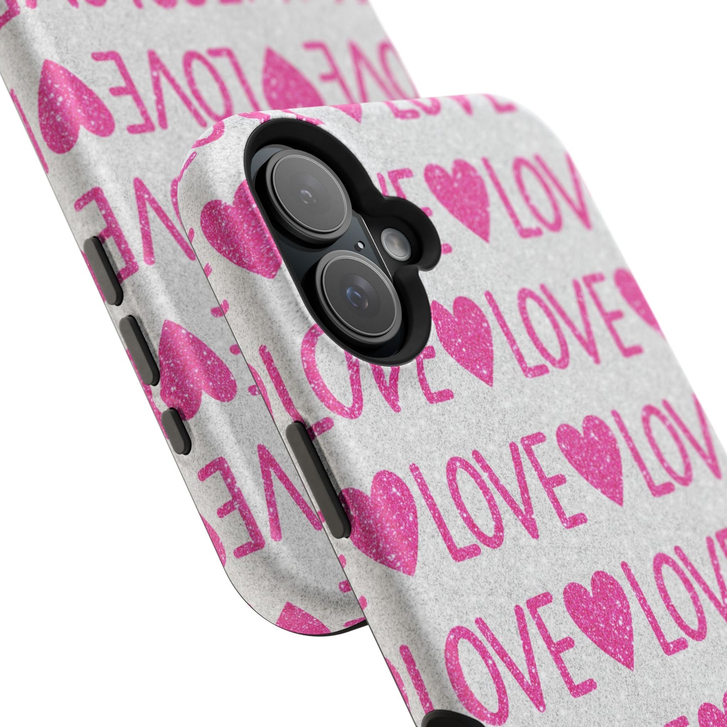 Pink Glitter Love Pattern – MagSafe iPhone Case