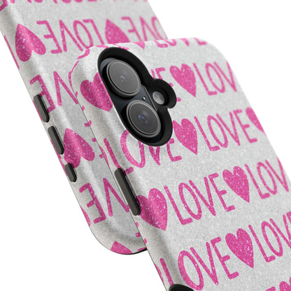 Pink Glitter Love Pattern – MagSafe iPhone Case