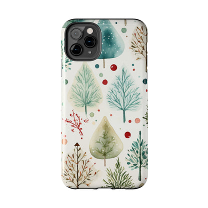 Watercolor Winter Trees iPhone Case – Nature-Inspired, Holiday Theme Protective Cover