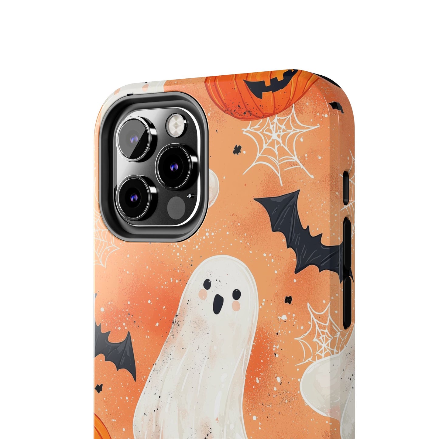 Spooky Cute Ghost iPhone Case – Halloween Ghosts, Pumpkins, Bats & Cobwebs Design