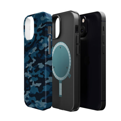 Dark Blue Camouflage – MagSafe iPhone Case with Modern Rugged Style