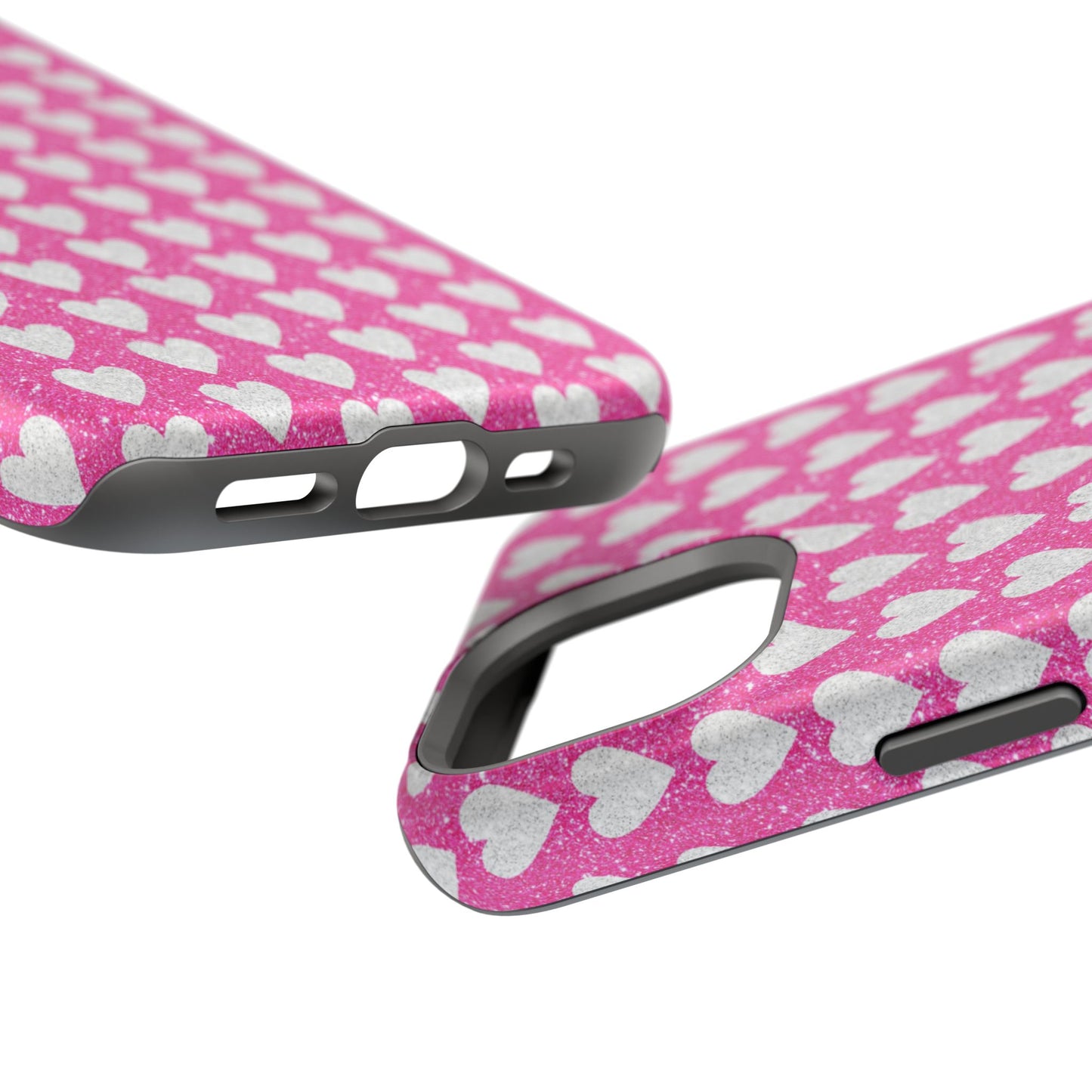 Pink Glitter Heart Pattern MagSafe Case