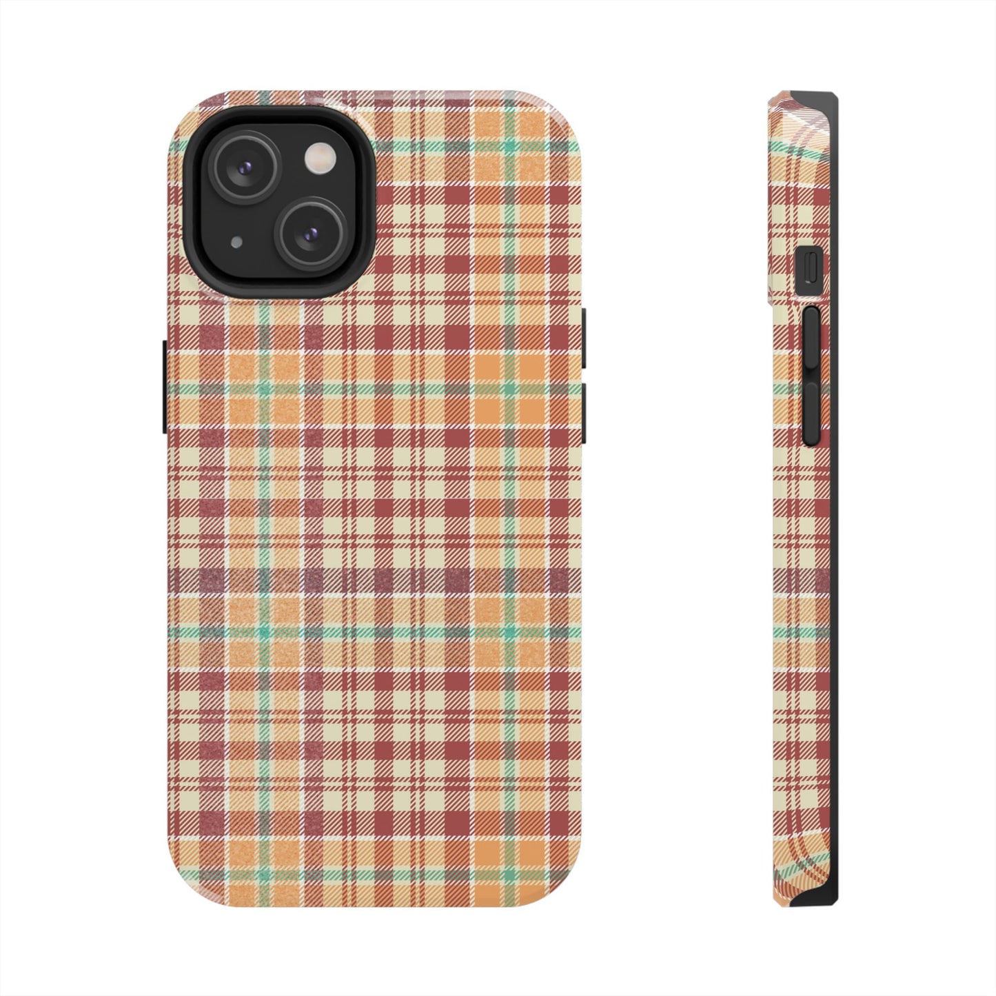 Retro Chic Plaid iPhone Case in Red, Orange, Green & Cream – Classic Vintage Style