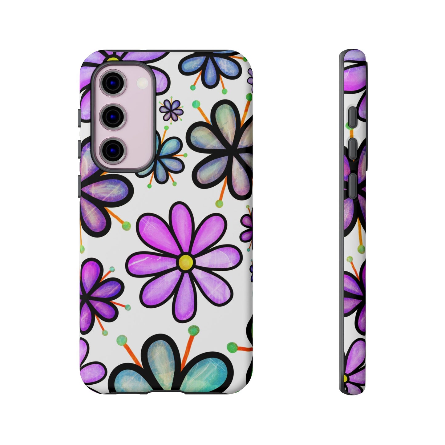 Whimsical Lavender Floral Samsung Galaxy Case – Ultra-Slim, High-Gloss Finish