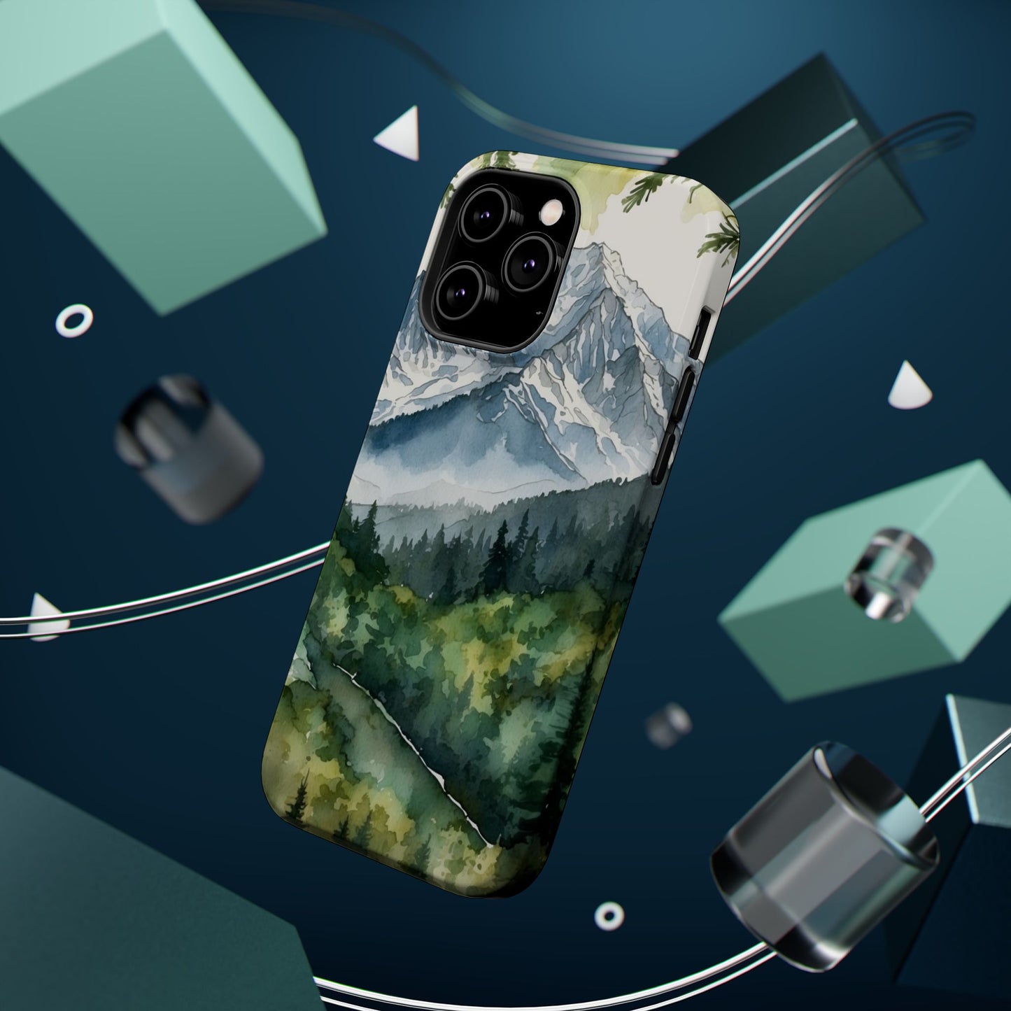 Watercolor Alpine Mountainscape - MagSafe iPhone Case