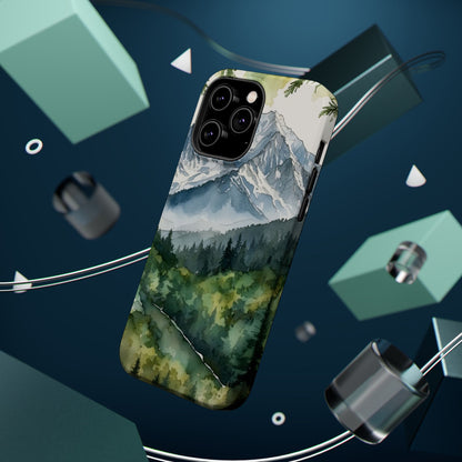 Watercolor Alpine Mountainscape - MagSafe iPhone Case