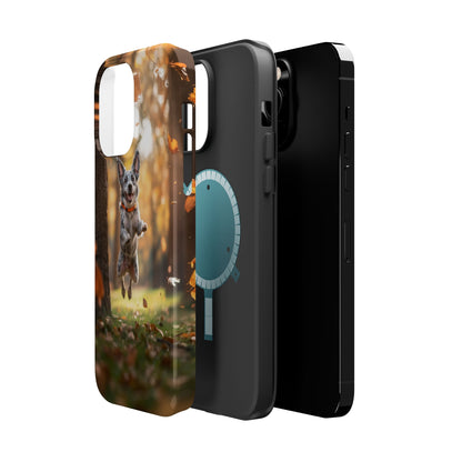 Energetic Blue Heeler Forest Pup MagSafe iPhone Case – Durable Outdoor-Inspired Design