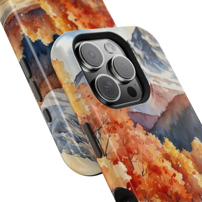 Watercolor Autumn Forest and Mountains - MagSafe iPhone Case