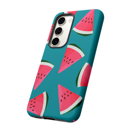 Watermelon Bliss Samsung Galaxy Case – Vibrant Summer Fruit Design on Teal Background