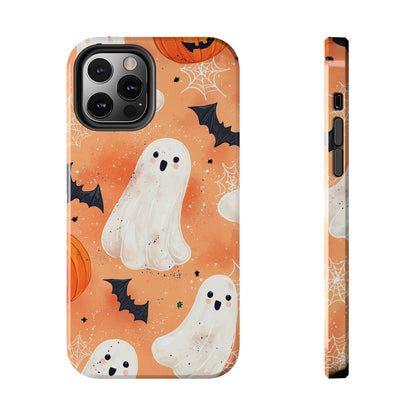 Spooky Cute Ghost iPhone Case – Halloween Ghosts, Pumpkins, Bats & Cobwebs Design