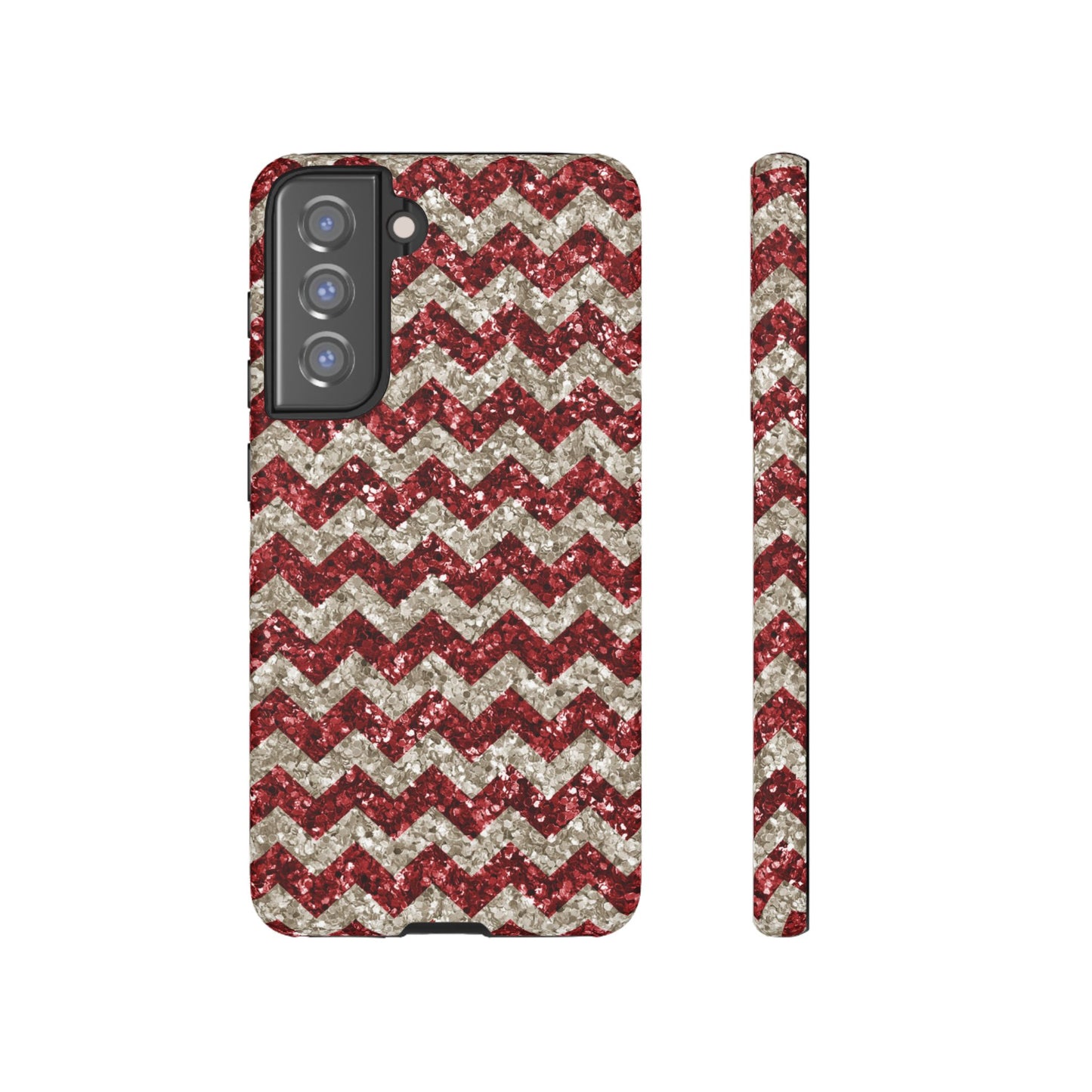 Sparkling Red & White Chevron – Glitter Illusion MagSafe iPhone Case