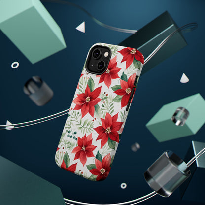 Festive Poinsettia Holiday Pattern – MagSafe iPhone Series Case