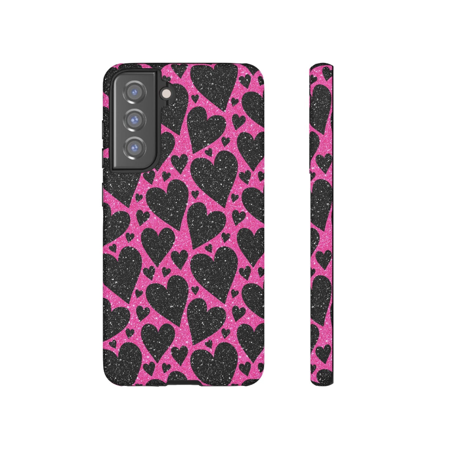 Pink Glitter Hearts Samsung Galaxy Case