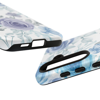 Elegant Blue & Violet Roses Samsung Galaxy Case – Artistic Floral Design for Stylish Protection