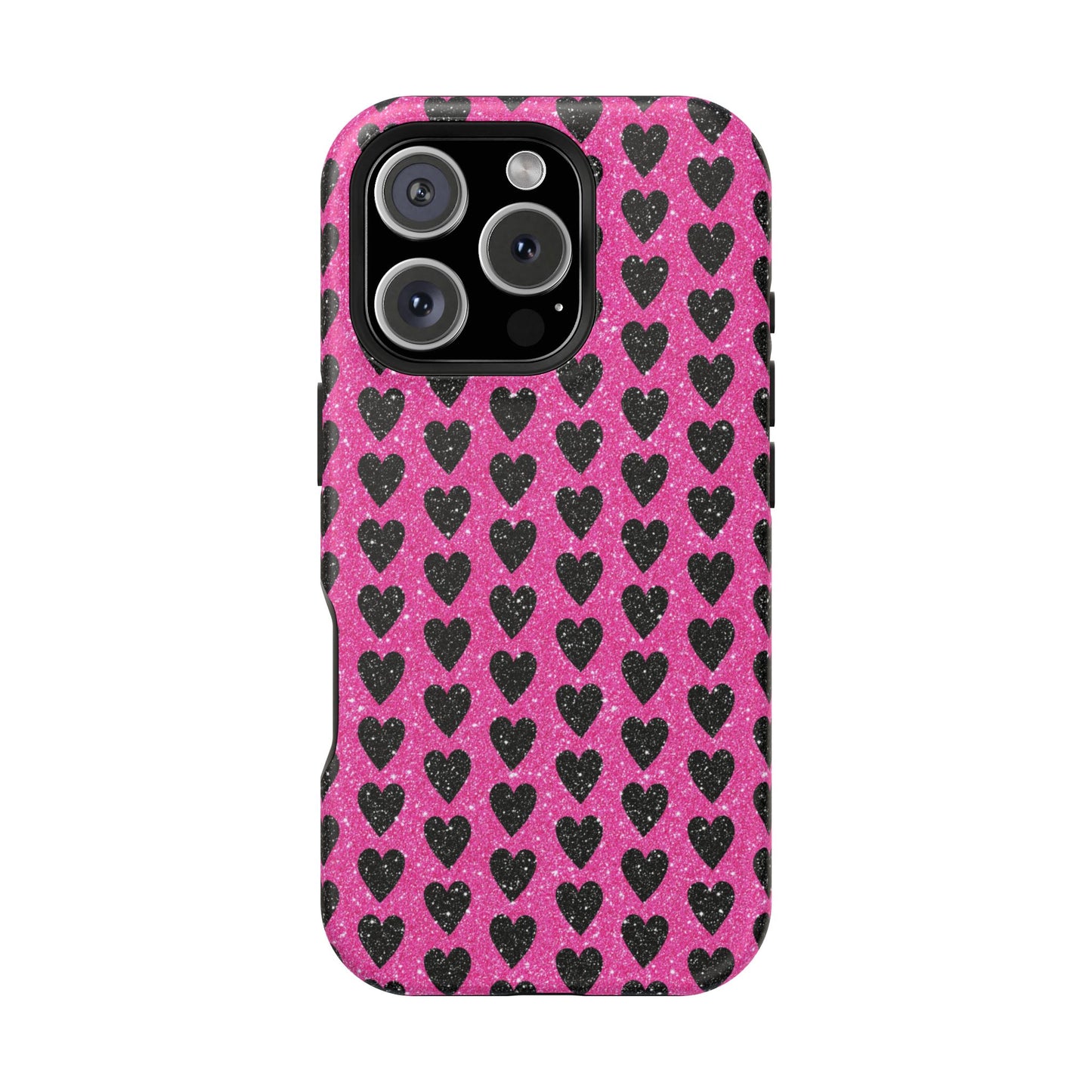 Black Hearts Glitter MagSafe Case