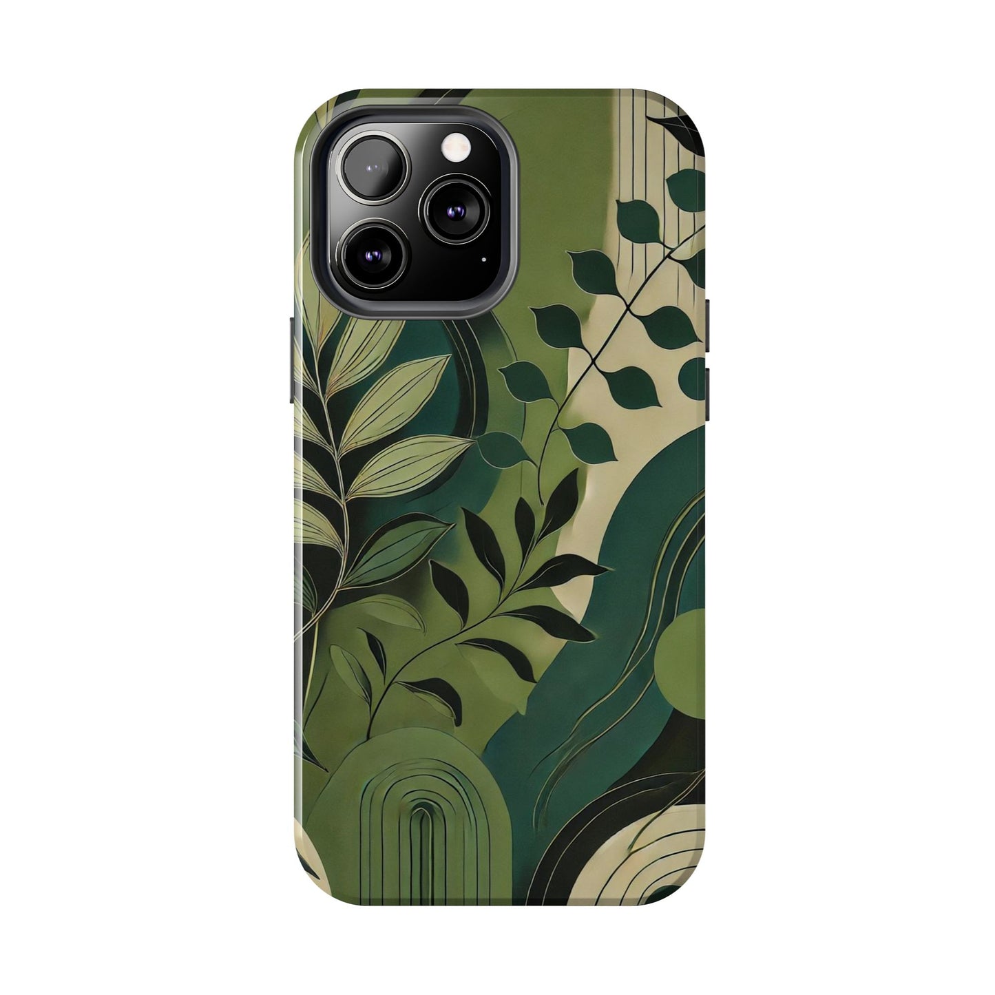 Abstract Green Leaves iPhone Case - Nature-Inspired Protective Cover