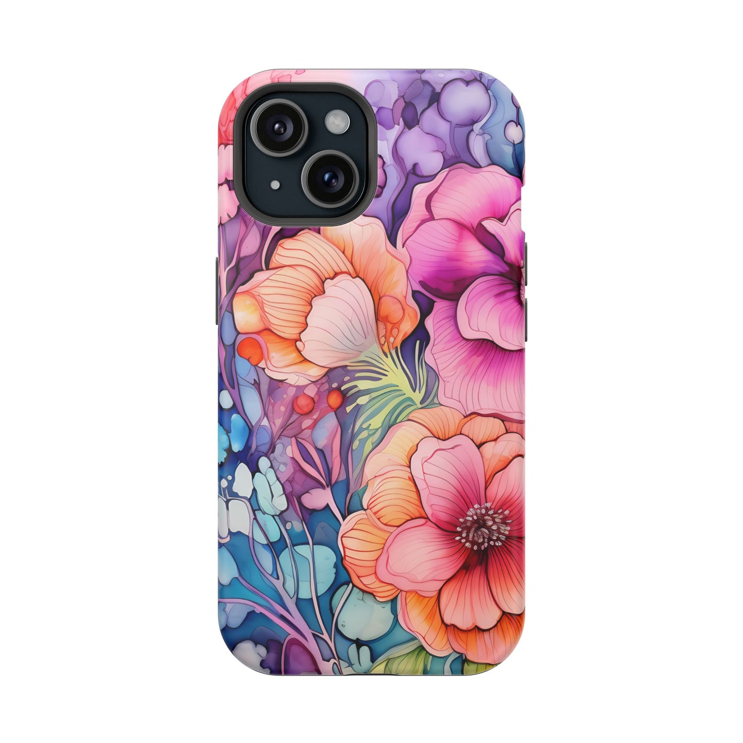 Bright Watercolor Floral Splash MagSafe iPhone Series Case – Bold Artistic Design