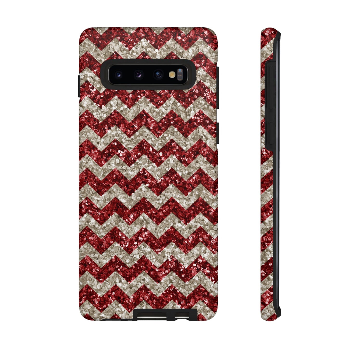 Sparkling Red & White Chevron – Glitter Illusion MagSafe iPhone Case