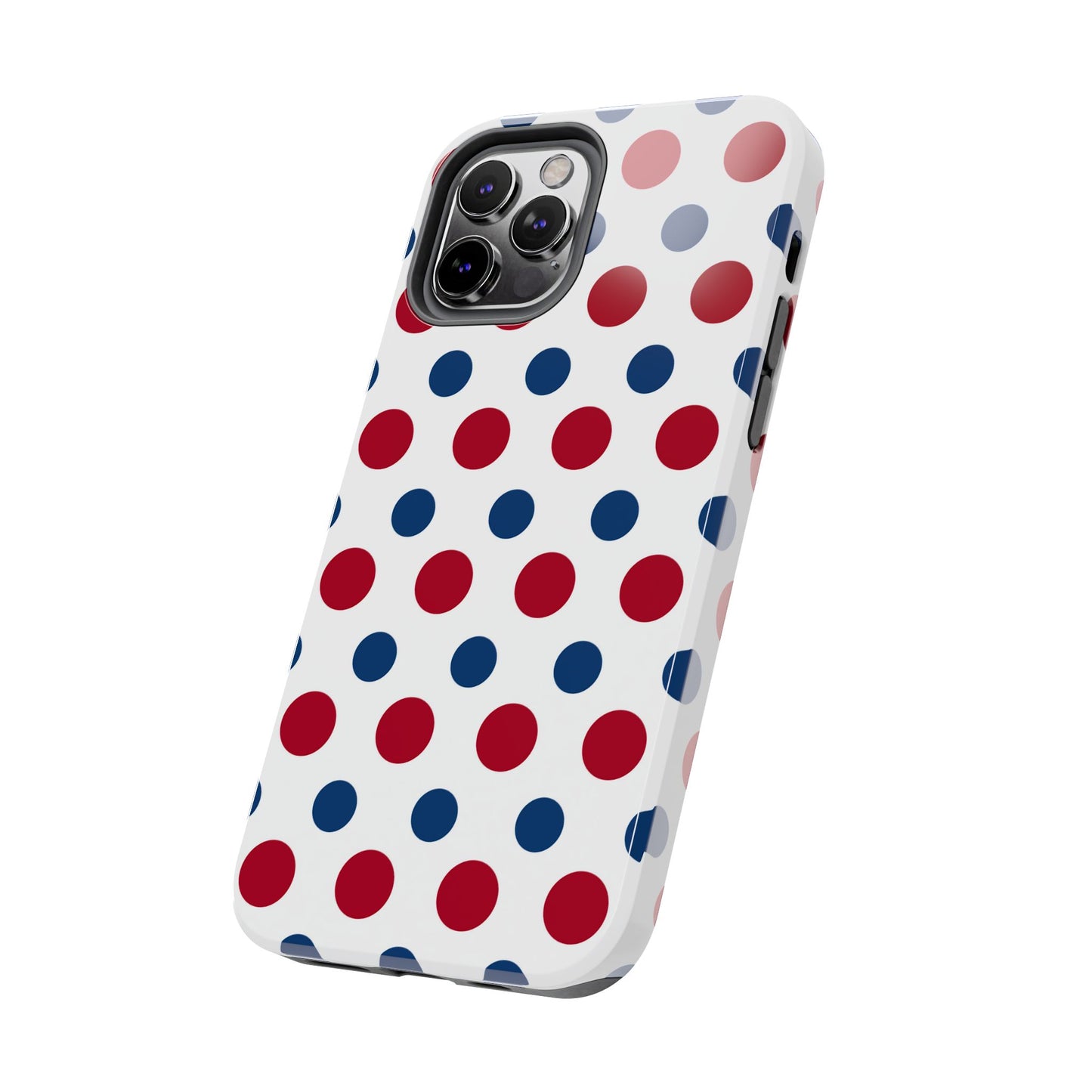 Patriotic Navy, White, and Red Polka Dot iPhone Case