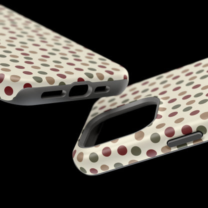 Festive Red & Green Polka Dots on Cream – MagSafe iPhone Case