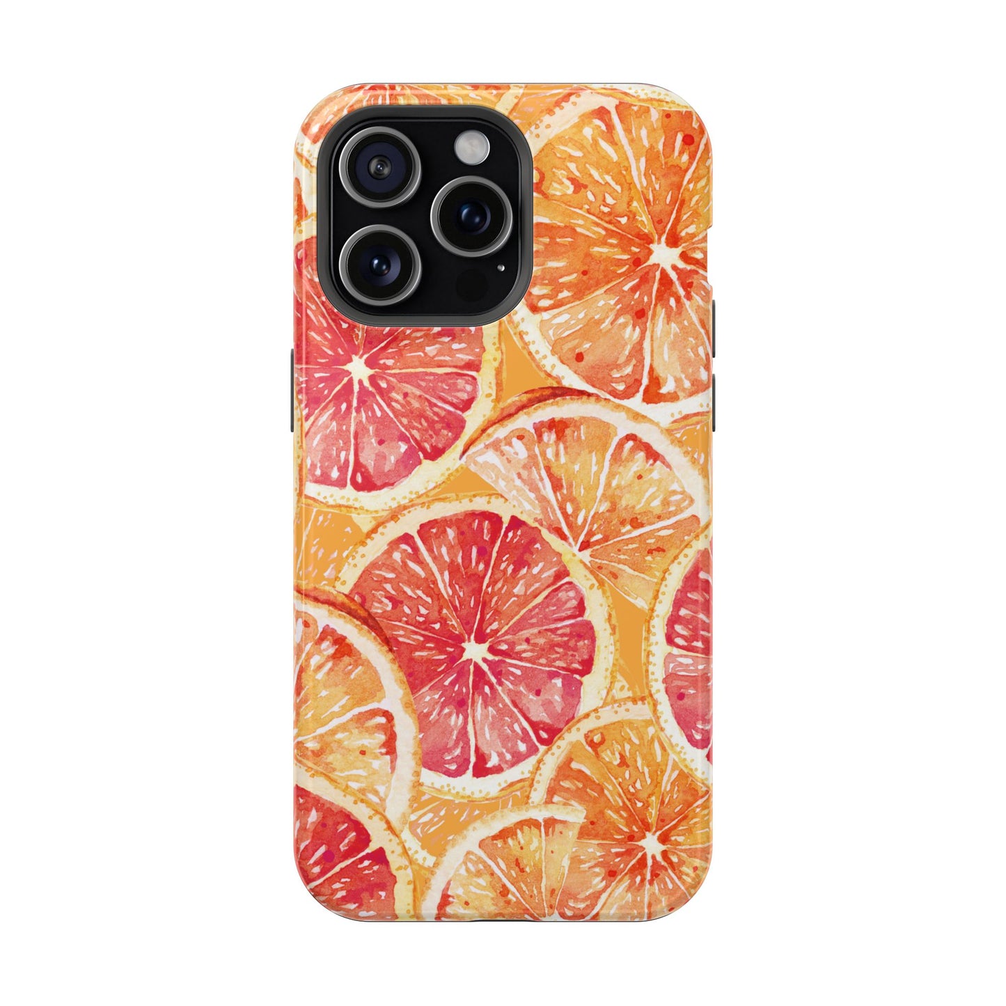 Watercolor Citrus Splash Tough MagSafe iPhone Case – Vibrant Fruit Print, Shock-Resistant Design