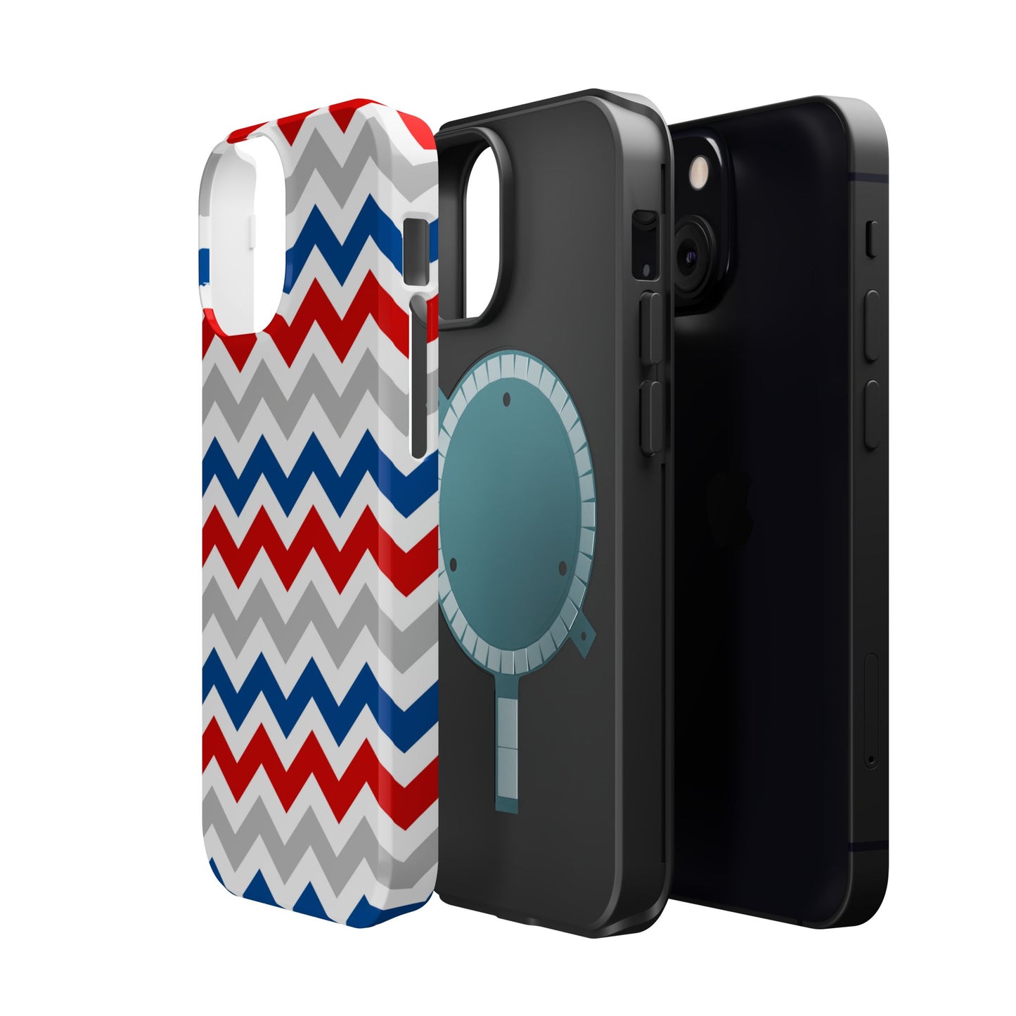 Patriotic Red, White & Blue Chevron – MagSafe Compatible iPhone Case