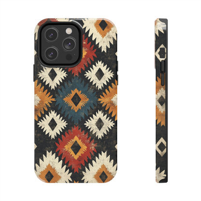 Rustic Tribal Sunburst Tough iPhone Case – Vibrant Geometric Design, Dual - Layer Protection - BOGO Cases