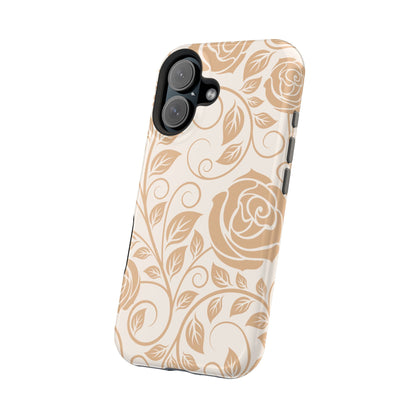 Vintage Rose Vine Tough MagSafe iPhone Case – Elegant Floral Pattern with Dual-Layer Protection