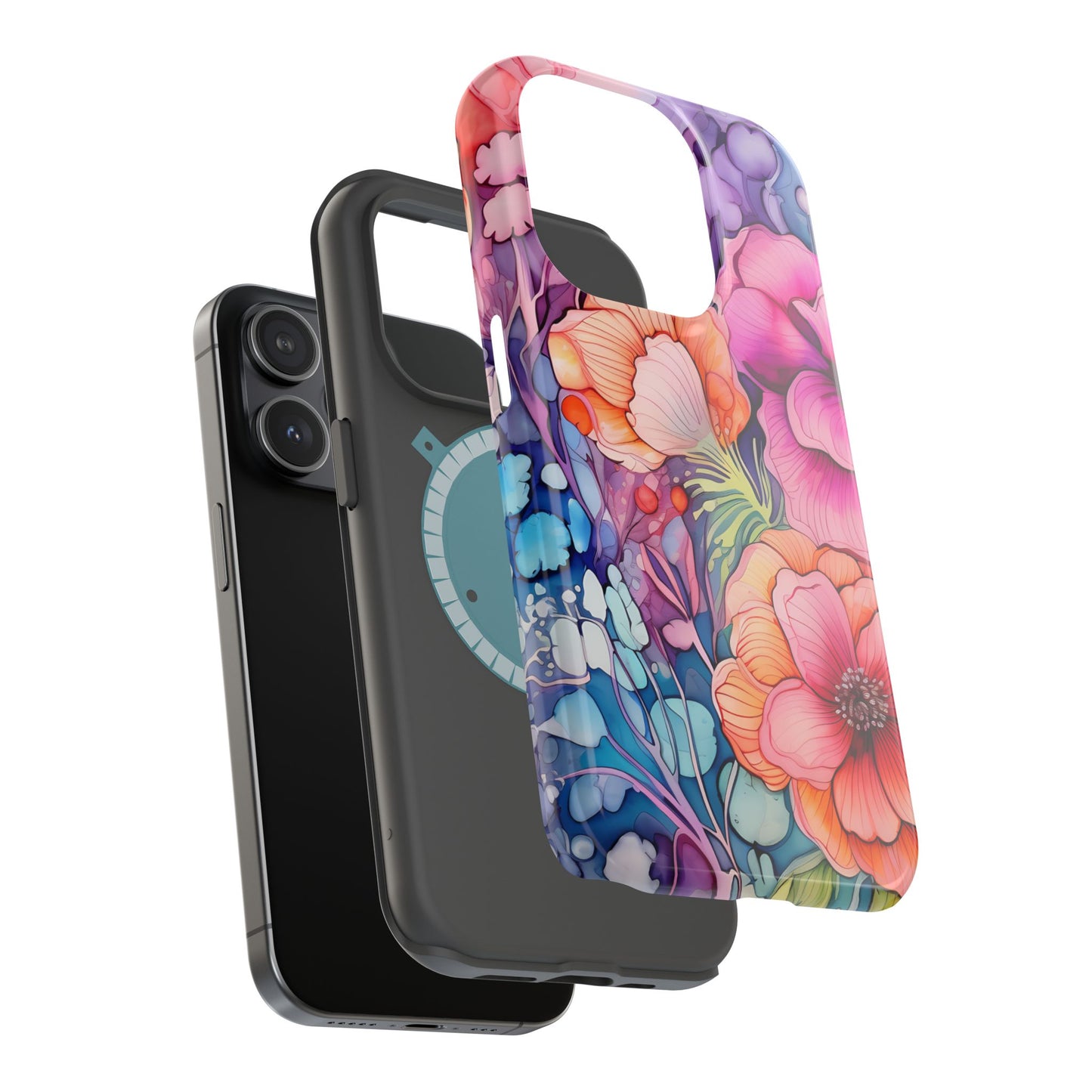 Bright Watercolor Floral Splash MagSafe iPhone Series Case – Bold Artistic Design