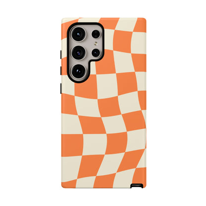 Wavy Retro Checkerboard Samsung Galaxy Case – Shockproof, Matte Finish, Dual-Layer Protection