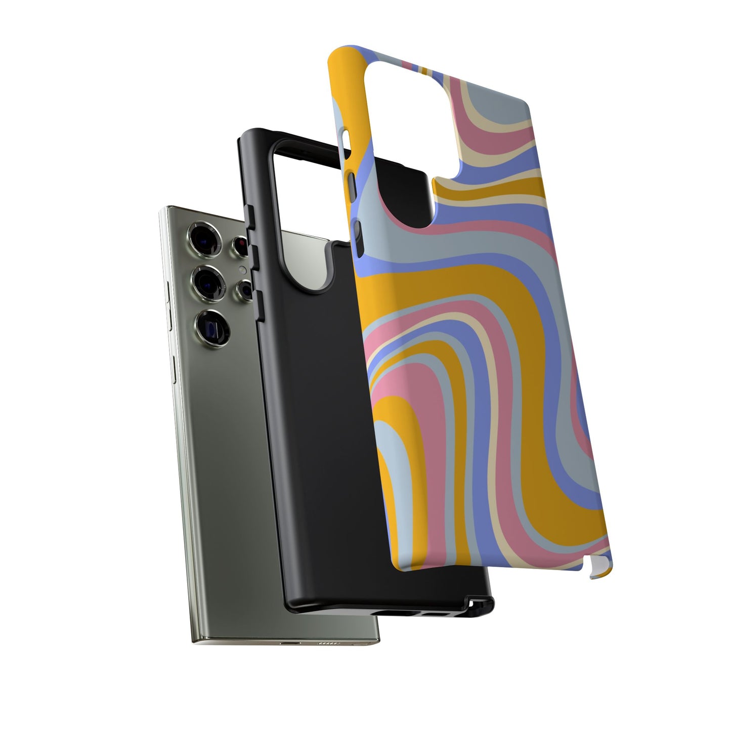 Groovy Pastel Waves Samsung Galaxy Case – 70s-Inspired Design with Dual-Layer Protection