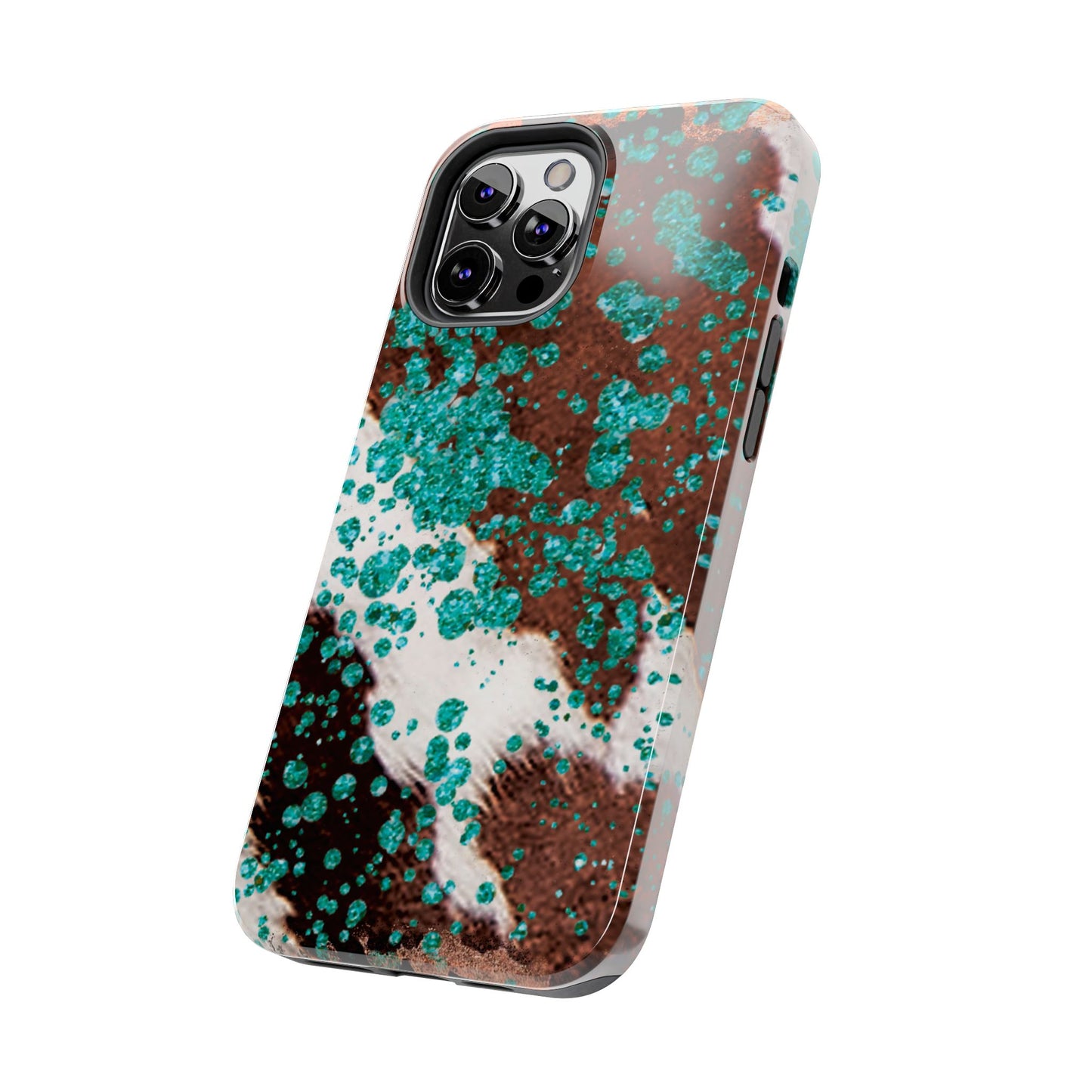 Teal Glitter Cowhide - iPhone Series Case