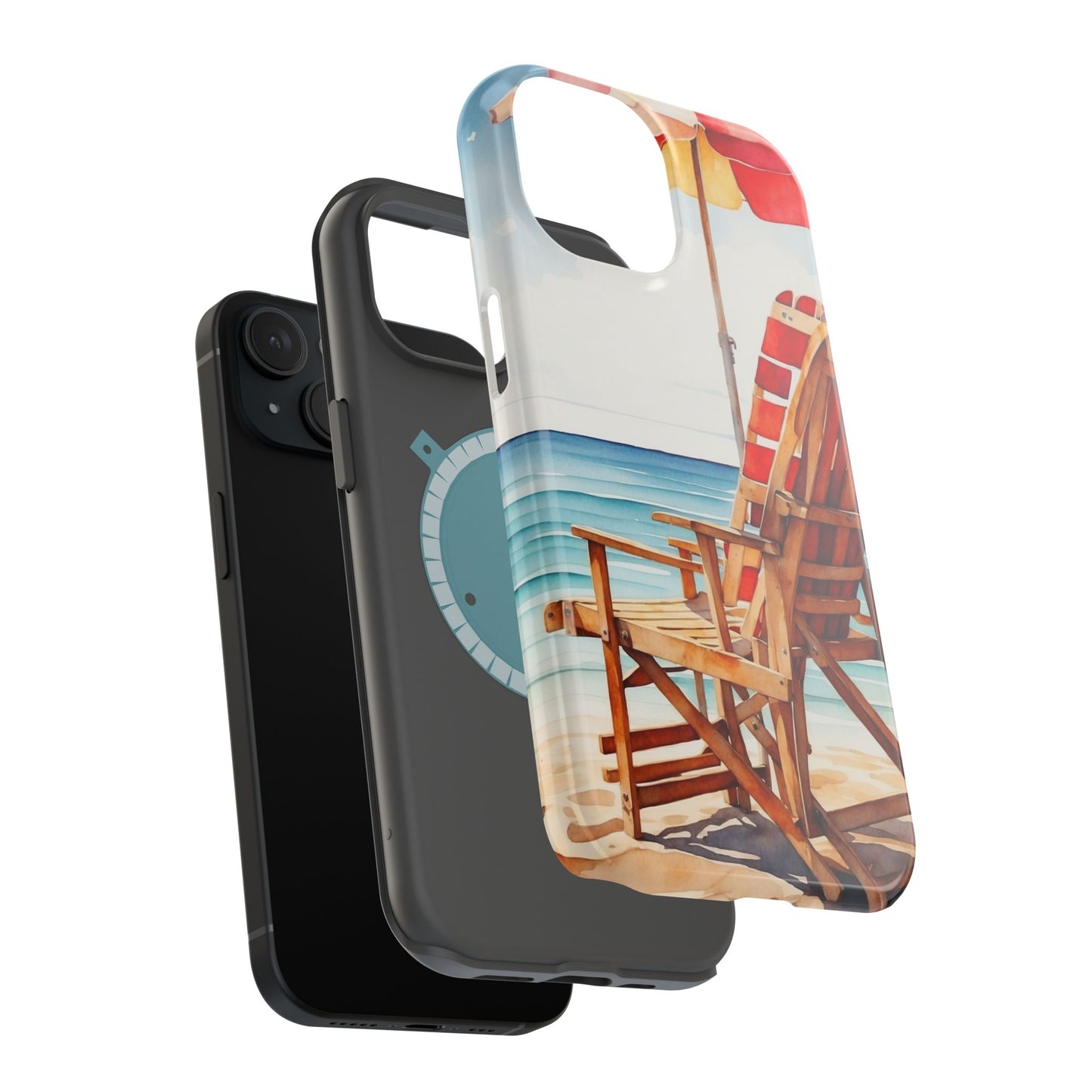 Beach Bliss MagSafe iPhone Series Case – Relaxing Seaside Chair and Umbrella Design