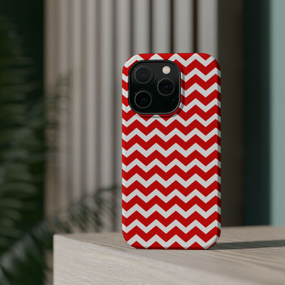 Bold Red & White Chevron – Modern Geometric MagSafe iPhone Case