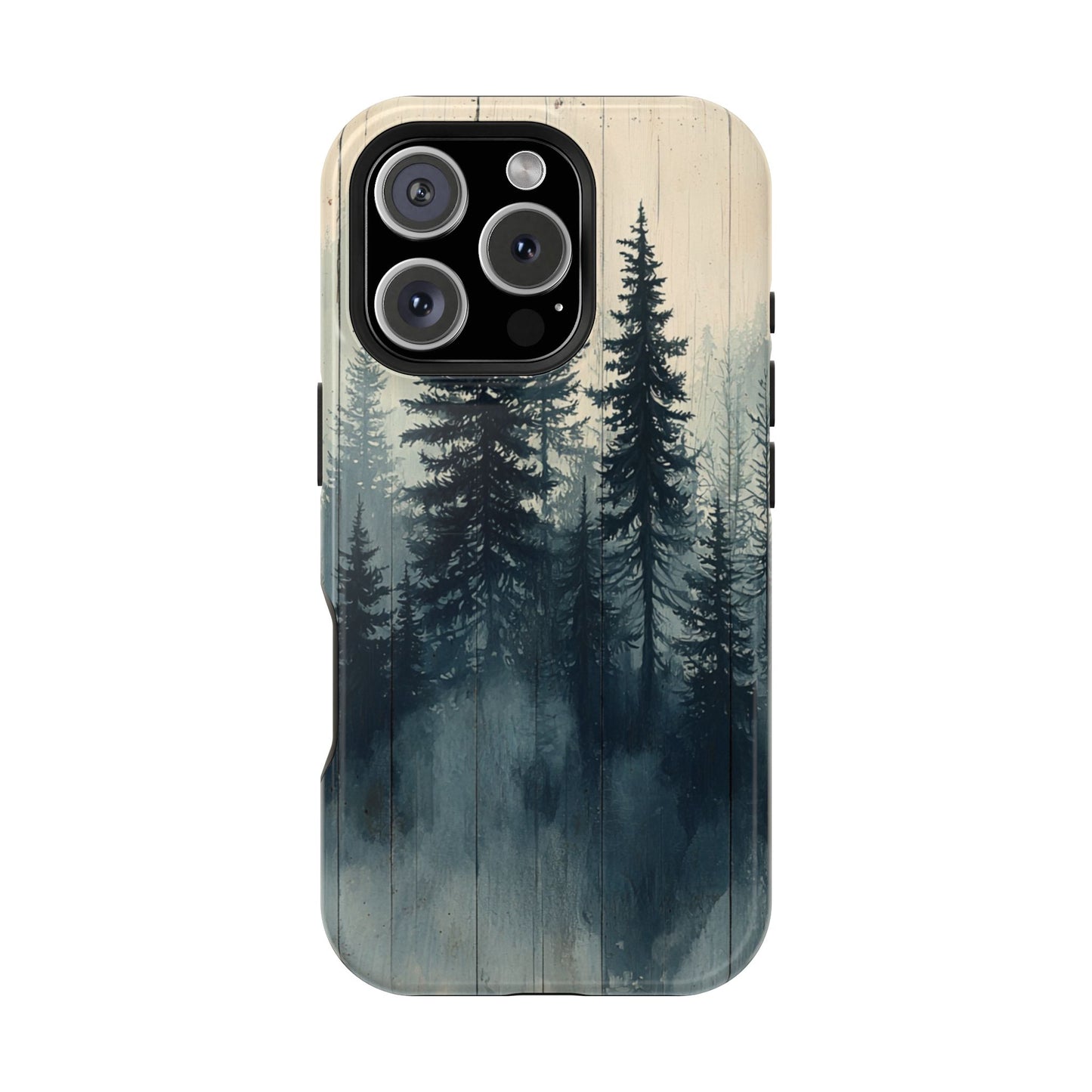 Misty Pine Forest Magsafe iPhone Case - Nature-Inspired Wood Design Protective Cover