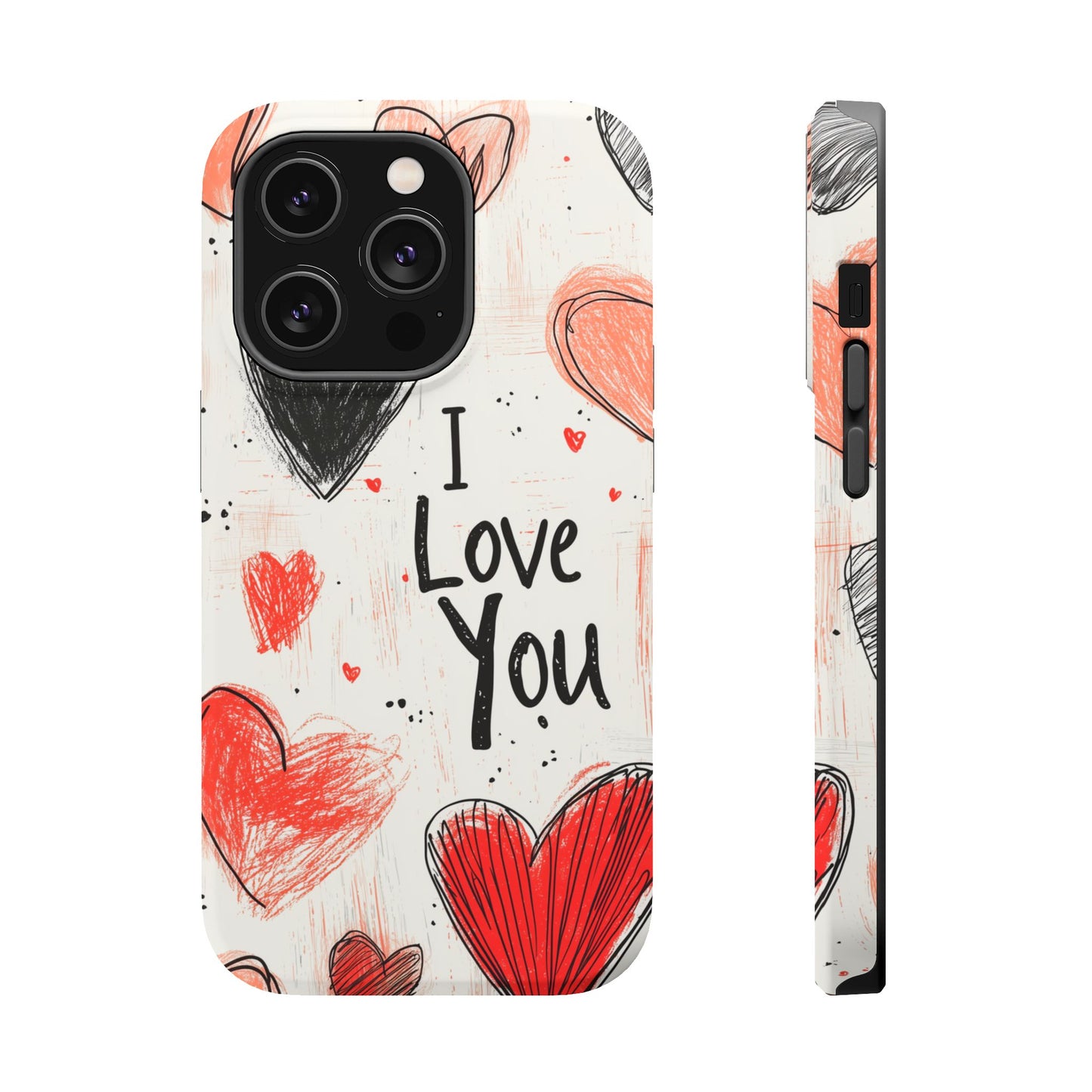 Romantic "I Love You" Heart Sketch - MagSafe Compatible Case