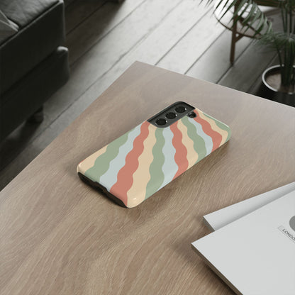 Earthy Retro Waves Samsung Galaxy Case – 70s-Inspired Wavy Stripes in Soft Green, Cream, and Rust