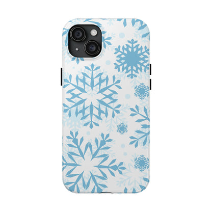 Frosty Blue Snowflakes iPhone Case – Shockproof, Smooth Matte Finish, Dual-Layer Design