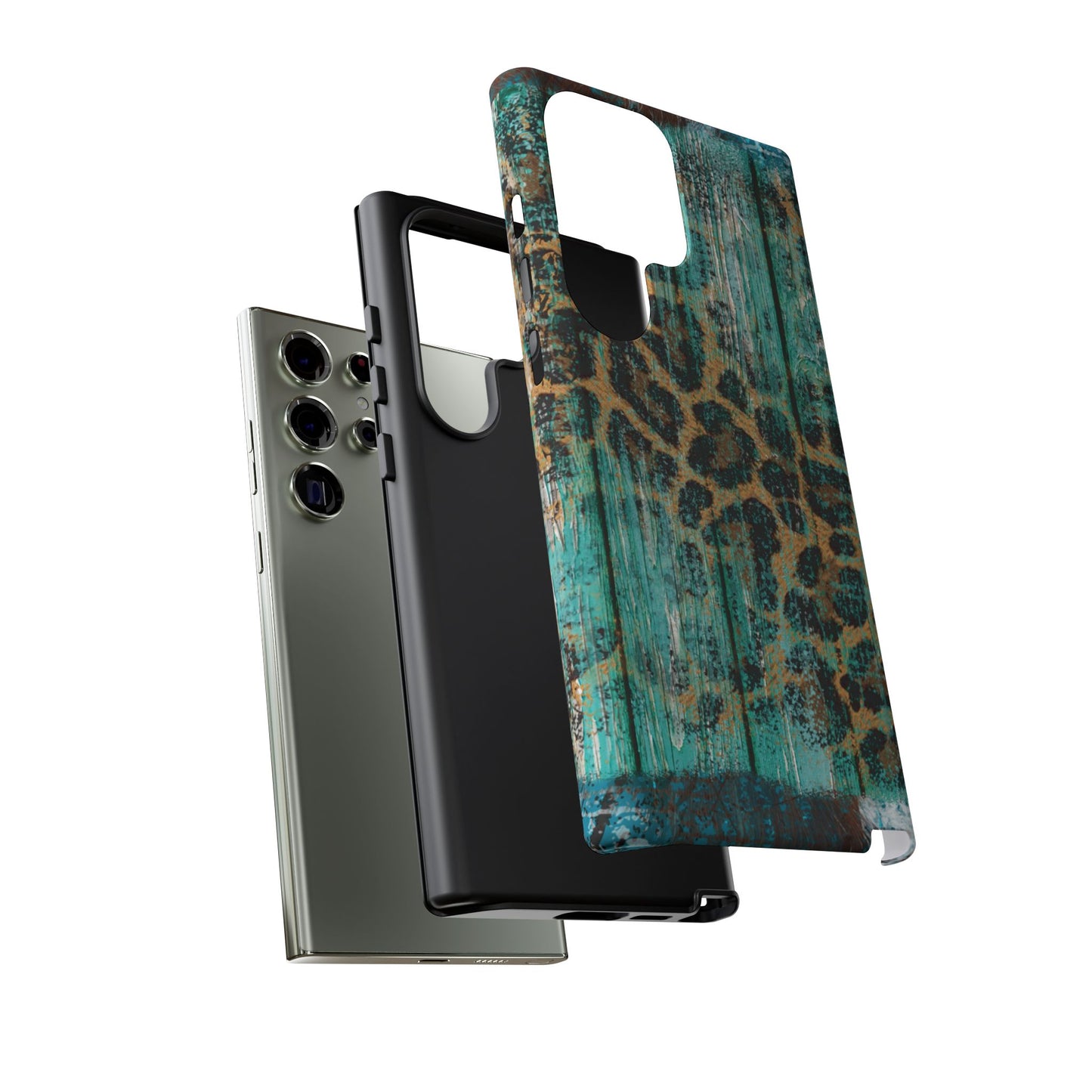 Turquoise Rustic Leopard Wood - Samsung Galaxy Series Case