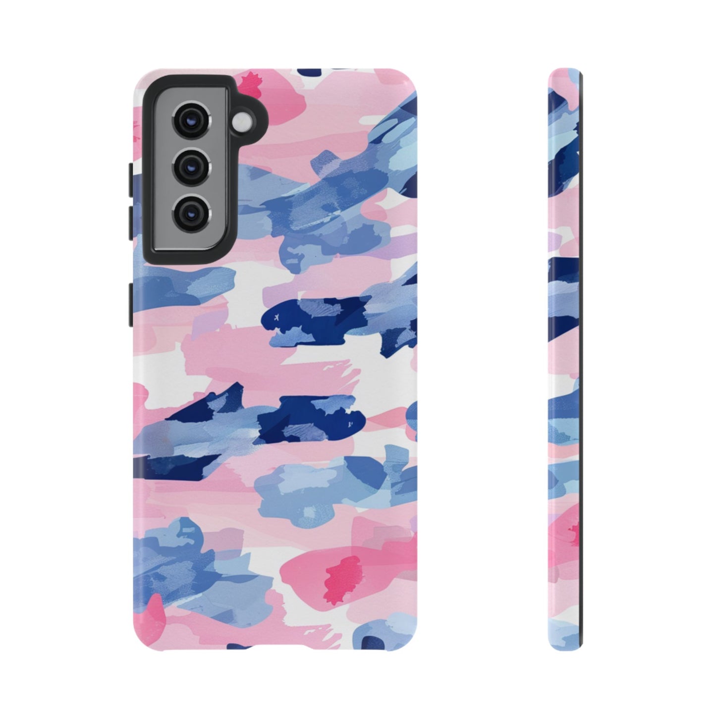 Samsung Galaxy Case: Dynamic Pink & Navy Brushstroke Art