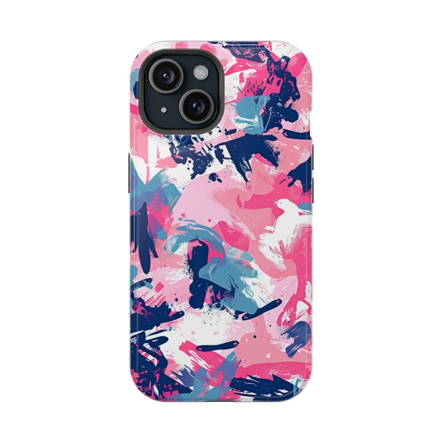 Vibrant Pink & Navy Abstract Splash – MagSafe iPhone Case