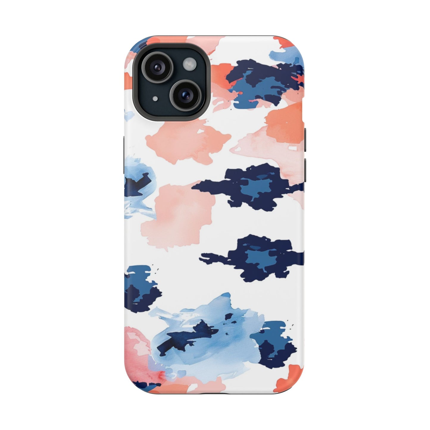 Abstract Coral & Navy Watercolor Design – MagSafe iPhone Case