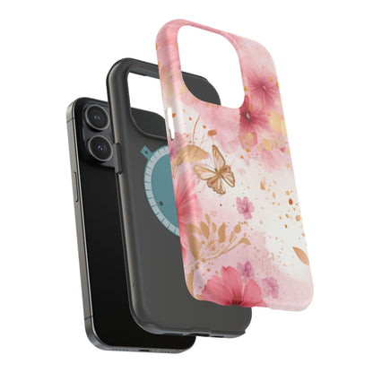 Blush Pink Floral Butterfly - MagSafe iPhone Case